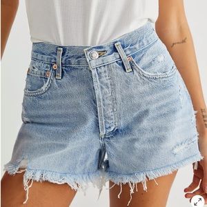 AGOLDE "Parker" distressed cut-off denim shorts in Swapmeet Size 34